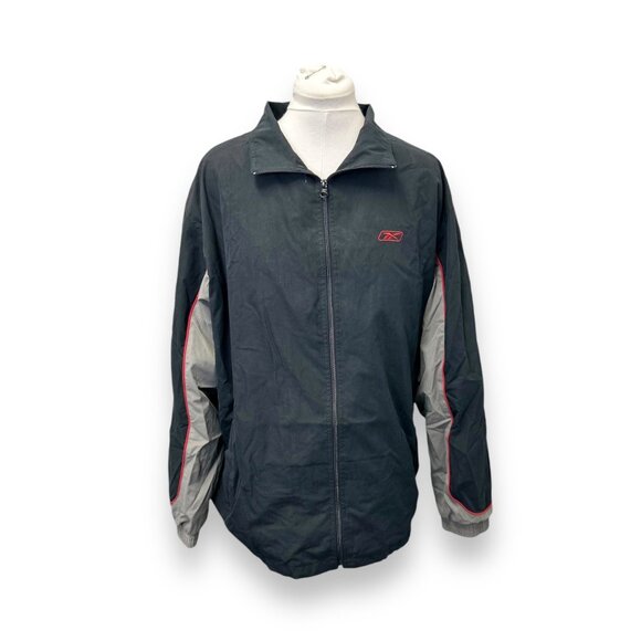 Reebok Vintage Mens Zip Front Windbreaker, Black, size XL - Picture 1 of 10